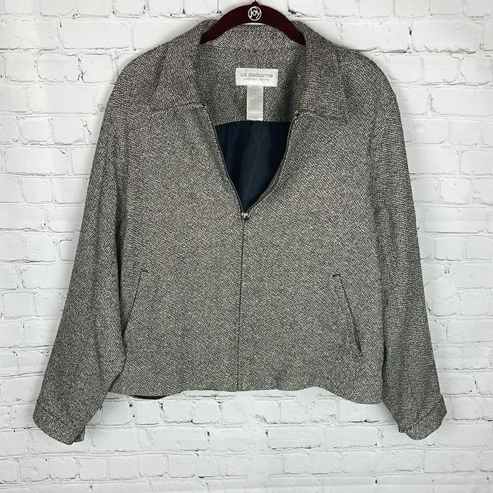 Liz Claiborne Lizsport Zip Blazer Silk/Wool Blend Size Petite Large